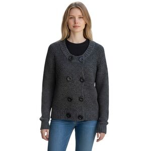 Old Navy Cardigan Sweater Wool Alpaca‎ Blend Womens Medium Dark Gray Chunky Knit